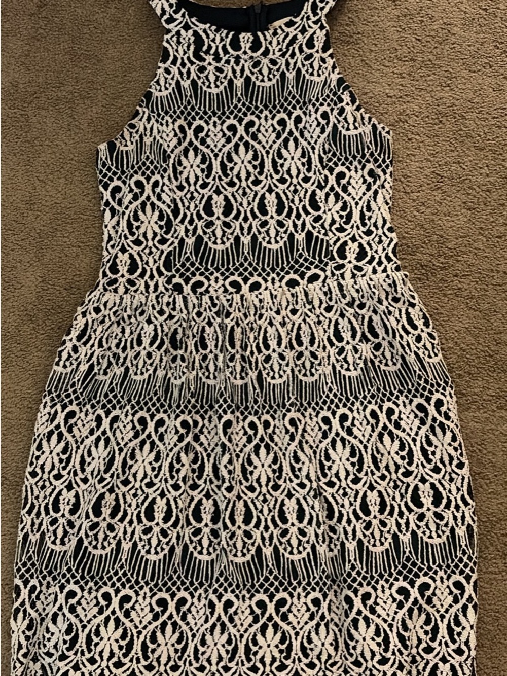 Altard State Navy Dress with Ivory Lace Overlay